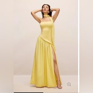 High Slit Asymmetric Maxi Dress with Scarf